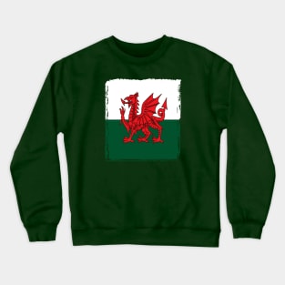 Y Ddraig Goch The Red Dragon Grunge Welsh Flag Crewneck Sweatshirt